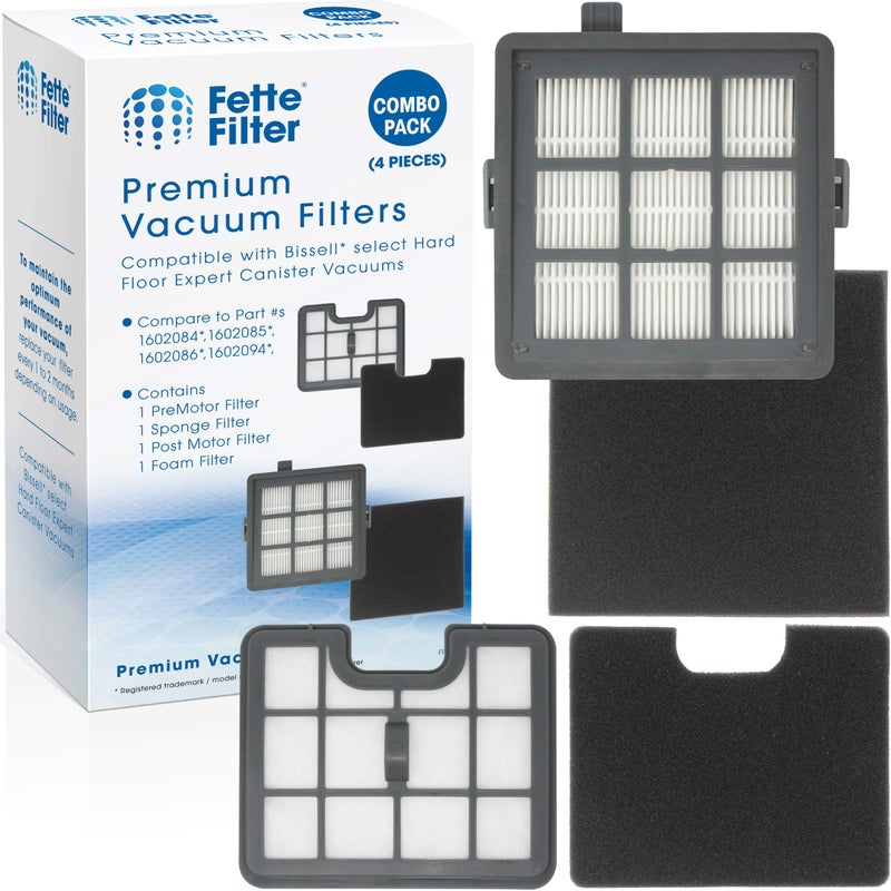 Fette Filter - Filter Set Compatible with Bissell Hard Floor Expert Canister Vacuum Series 1154 & 1161 Contains- 1 PreMotor 1 Sponge 1 Post Motor 1 Foam Part #s 1602084, 1602085, 1602086, 1602094. - Image 1
